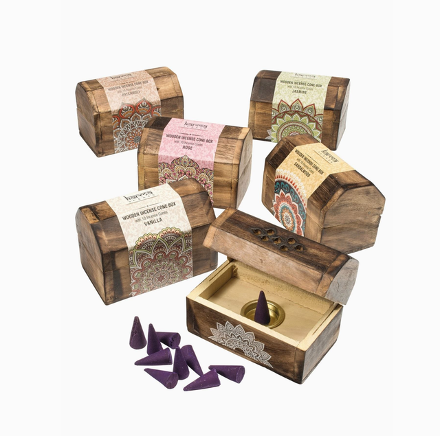Boite en bois pour encens cône Patchouli