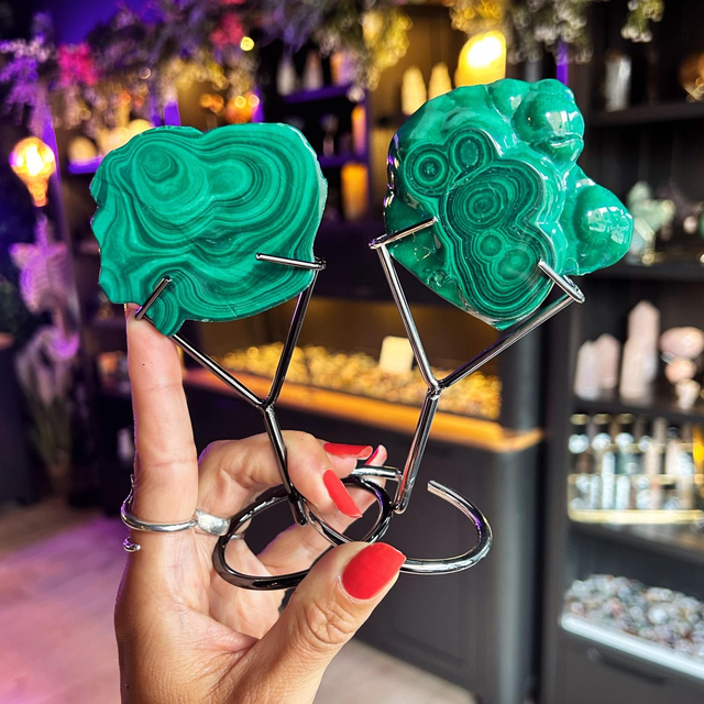 Malachite Slice on Stand