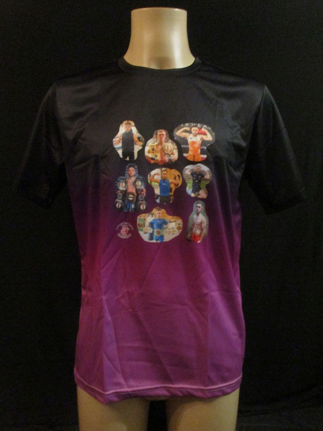 Scott McHugh Champion Bare Knuckle Boxer Picture T-Shirt (No Words Bubble Logo) ADULT 100% Polyester Crew Neck BLACK &amp; PURPLE (Medium) Top