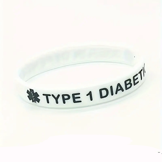 White Type 1 Diabetic Medical Alert Wristband