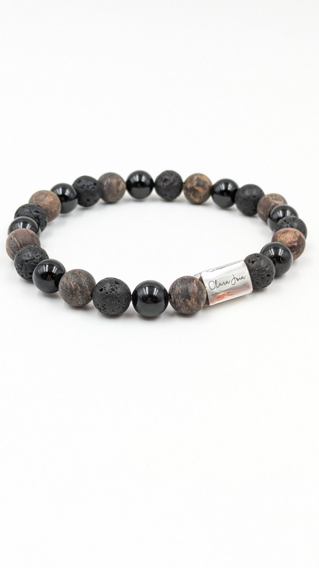 Bracelet Homme Clara Joia Bronzite Onyx Pierre de Lave