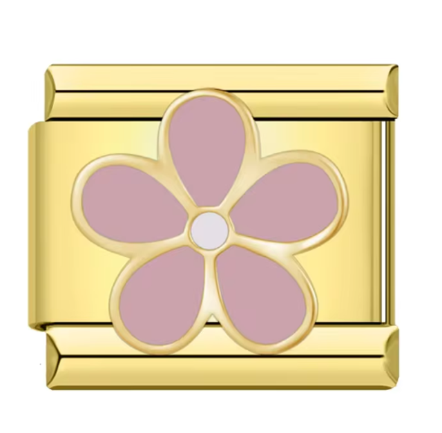 Charm Flor Rosa Dorado