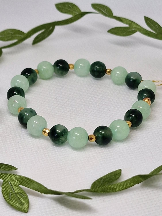 Bracelet Agate et Jade vert en 0,8 cm