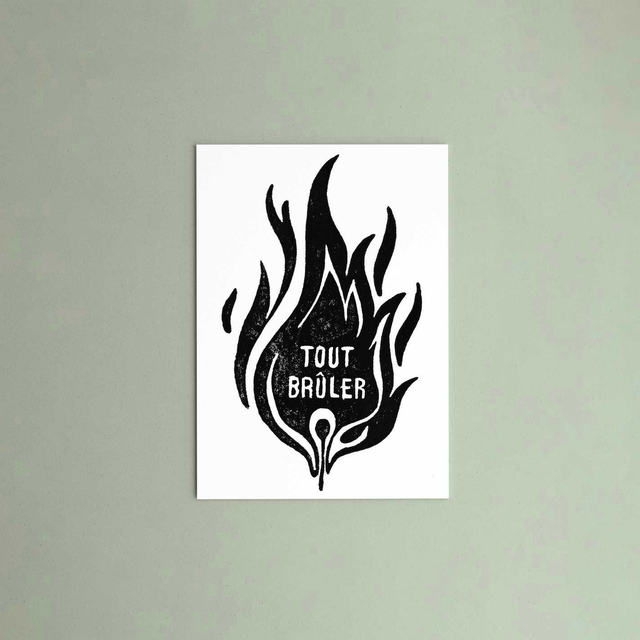 Linogravure "Tout Brûler"