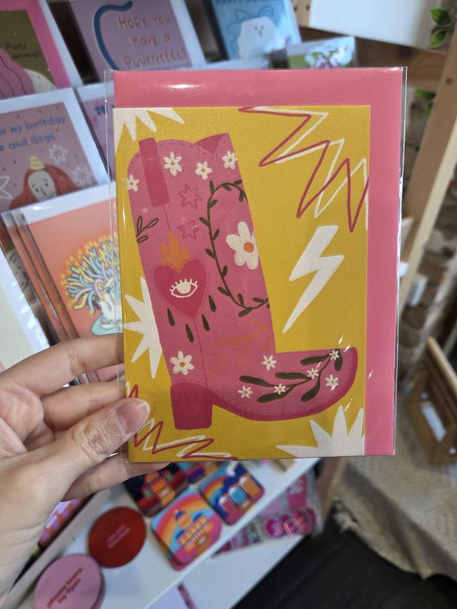 Yellow Cowboy Boot Greetings Card - MD-040