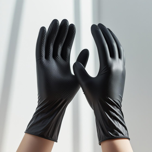 Black Grip Nitrile Gloves