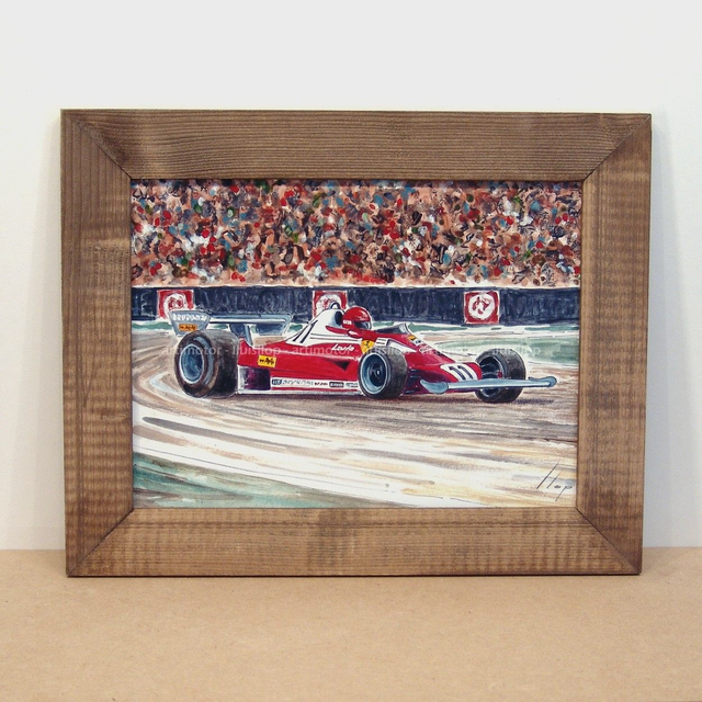 Artimotor enmarcado 28x35 - 1977 Niki Lauda Ferrari 312 T GP España Jarama