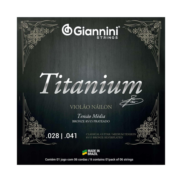 138 Encordoamento Cordas Violão Nylon Tensão Média GENWTM Giannini Titanium Cód. 138