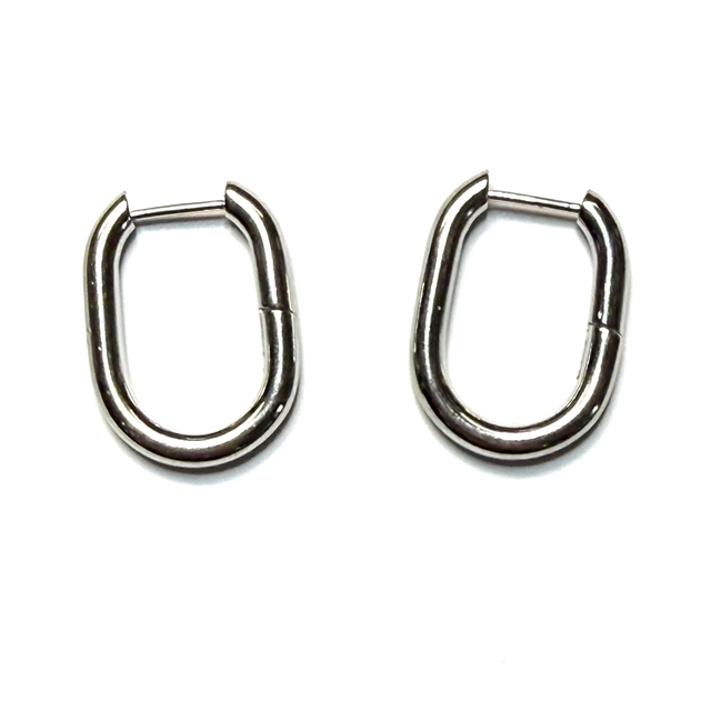 Créoles Ovale 'Lien' Argenté- Acier Inoxydable (REACH)