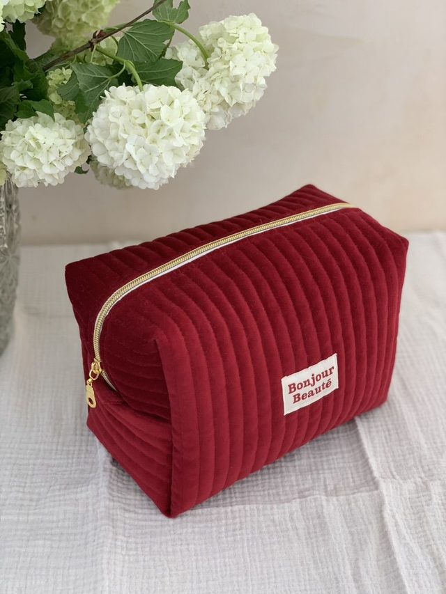 Trousse de toilette SUZANE en velours matelassé