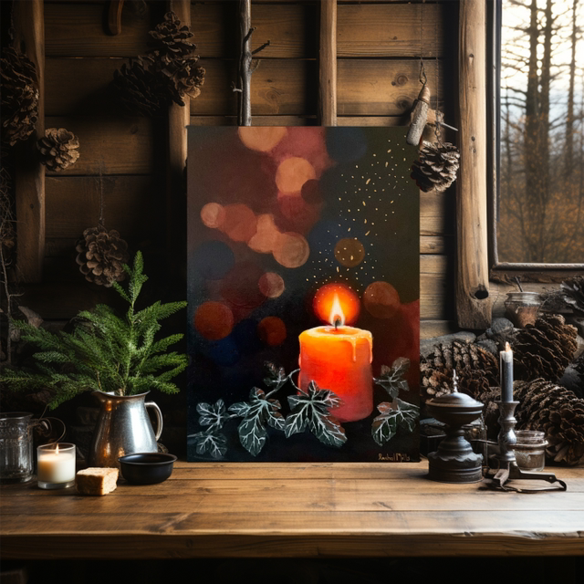 Original Painting Ivy Everlasting Candle
