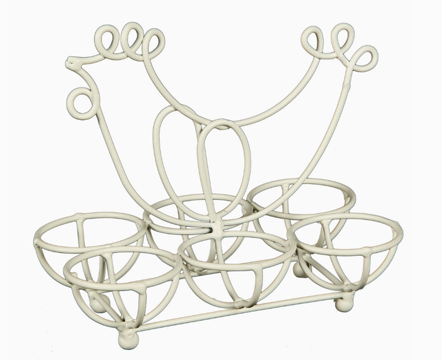 Porte-oeufs en fer - blanc antique