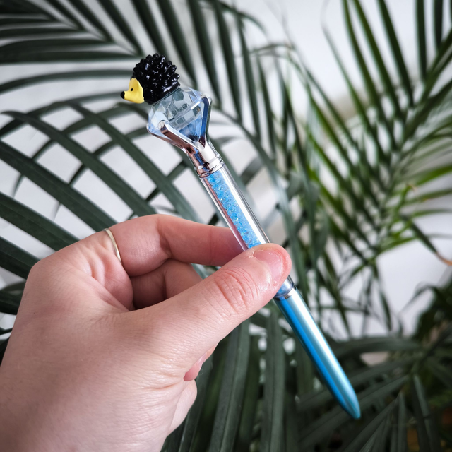 Stylo baguette magique - Hérisson (bleu)