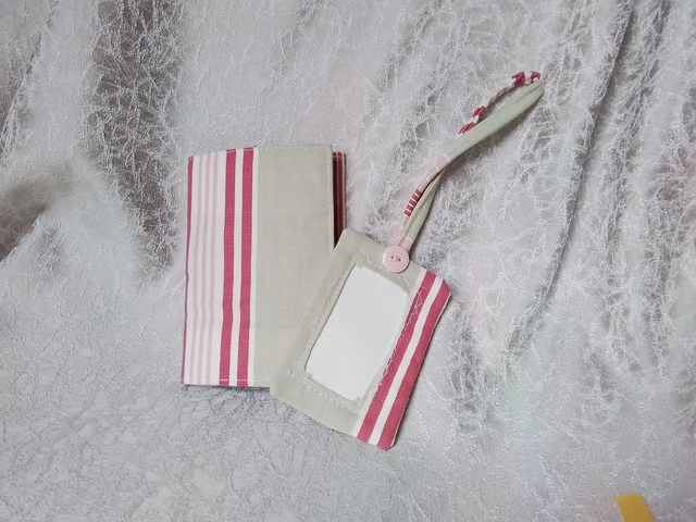 Pink Striped Passport Cover and Tag
