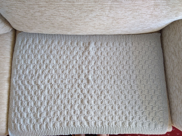 Grey Blanket Hand Knitted in Basket Weave Stitch using Baby Soft Acrylic Yarn