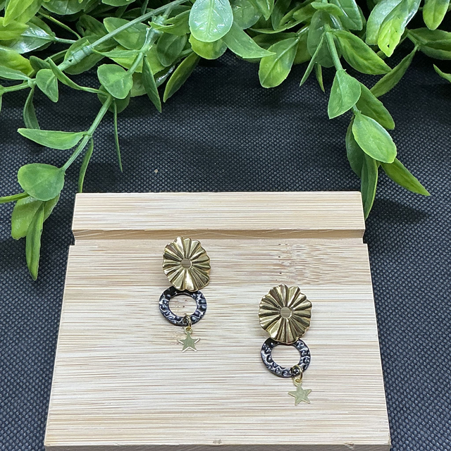 Boucles D'Oreilles Design Festonné et Étoile