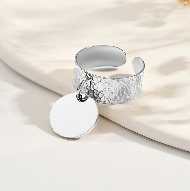 Bague HAMMER Argenté | Ajustable en acier inoxydable 