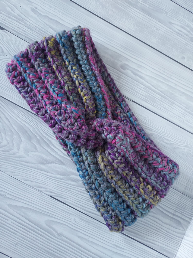 Rainbow Crochet Ear Warmer, Earwarmers, Crochet Headband, Knit Headband, Adult Earwarmer Size Large Adult