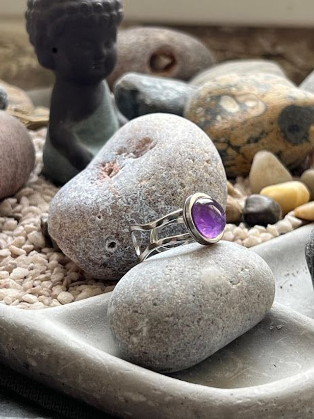 Bague Améthyste ajustable 