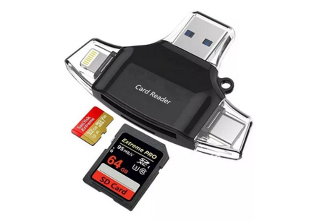 Adaptador 4 En 1 Lector Tarjetas Sd/tf Usb/micro/c/lightning