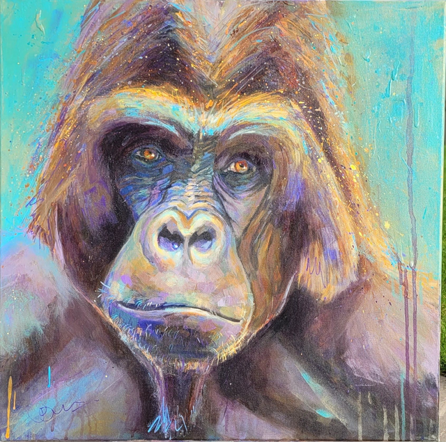 'BJ Gorilla' original - Acrylic on canvas 50 x 50cm without frame