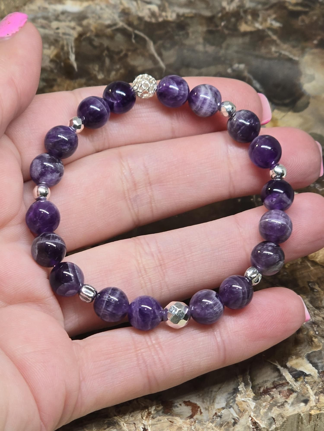 Bracelet Améthyste chevron 0,8 cm