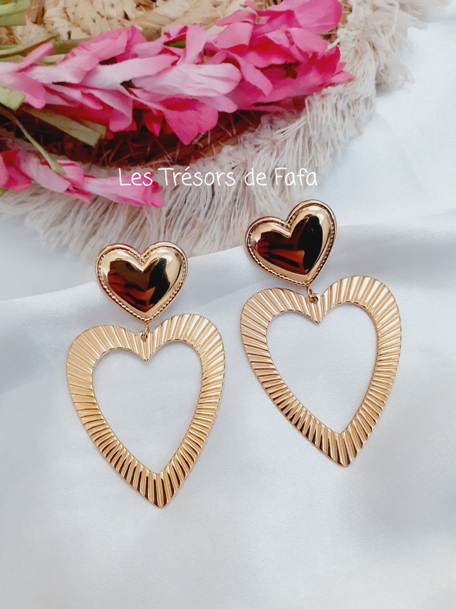 Boucles d'oreilles cœur en acier inoxydable