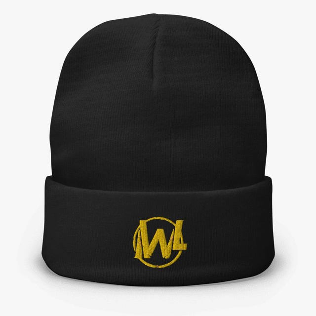 Beanie Black&amp;Gold (Embroidered emblem IWL)