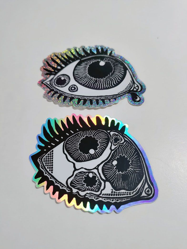 lot de deux stickers "oeil"  simple+ triple