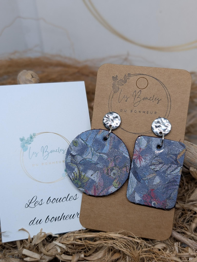 Boucles d'oreilles Asymétrique bleu as007