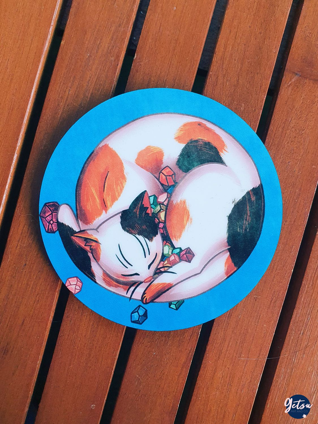 Sous-verre en bois contreplaqué chat calico