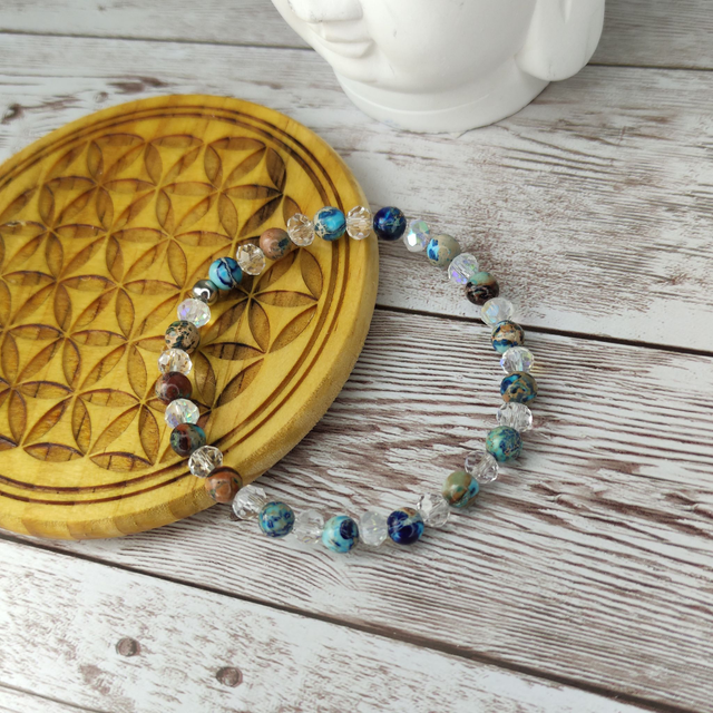 Bracelet &quot;Lapis Lazuli Empereur et cristal&quot;