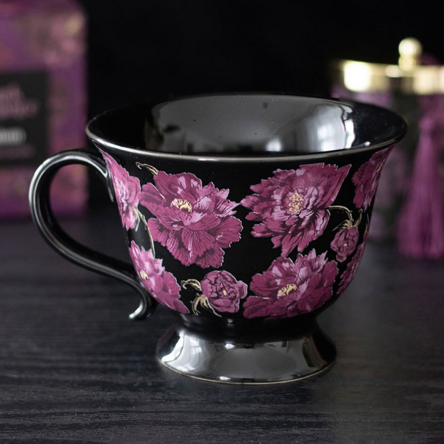 Dark romance foral print teacup