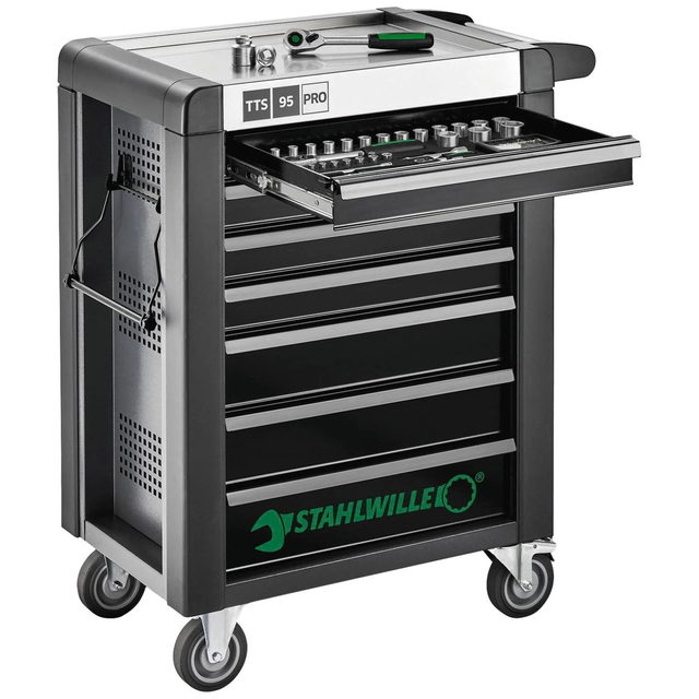 STAHLWILLE Werkstattwagen 95 PRO Anthrazit mit 7 Schubladen und Papierrollenhalter | Ohne Werkzeug