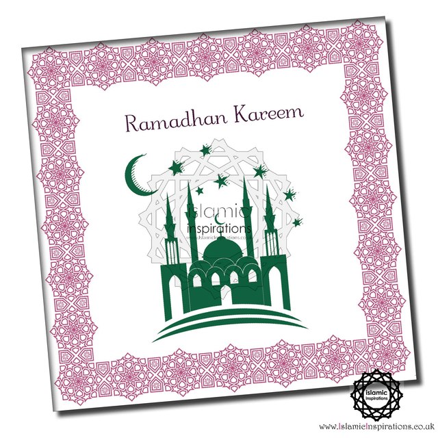 Ramadhan Kareem Pink Green Greeting Card - RMZ002A