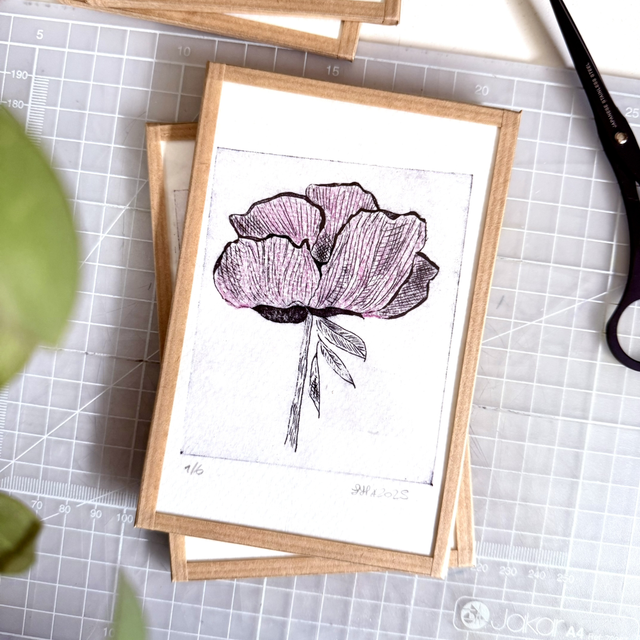 Solitaire taille douce noir - petite estampe 10x15