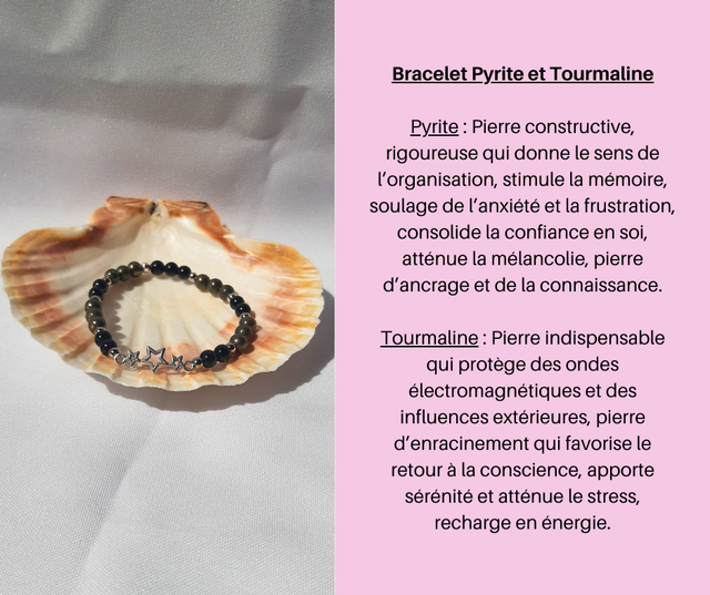 31- Bracelet Pyrite et Tourmaline