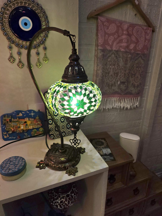 Large Mosaic Swanneck Table Lamp