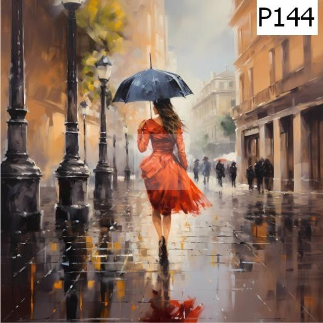 Panneau Femme sous la pluie  en Polyester - 40x40cm 