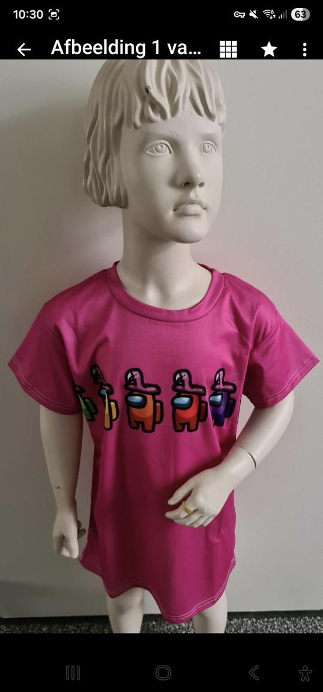 Among Us T-Shirt Roze – Kinder Gaming Shirt met Opdruk