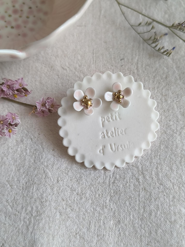 Pink flower earrings 