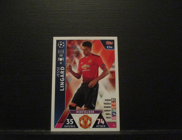 Jesse Lingard - UEFA Champions League Match Attax 2018/19 Original Trading Card #171