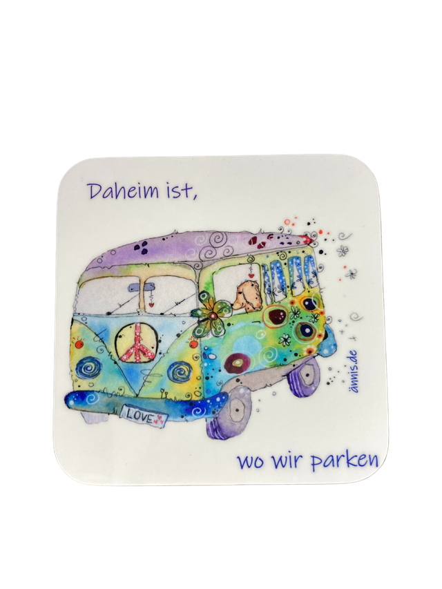 Untersetzer "Bully mit Hund - daheim ist, wo wir parken"