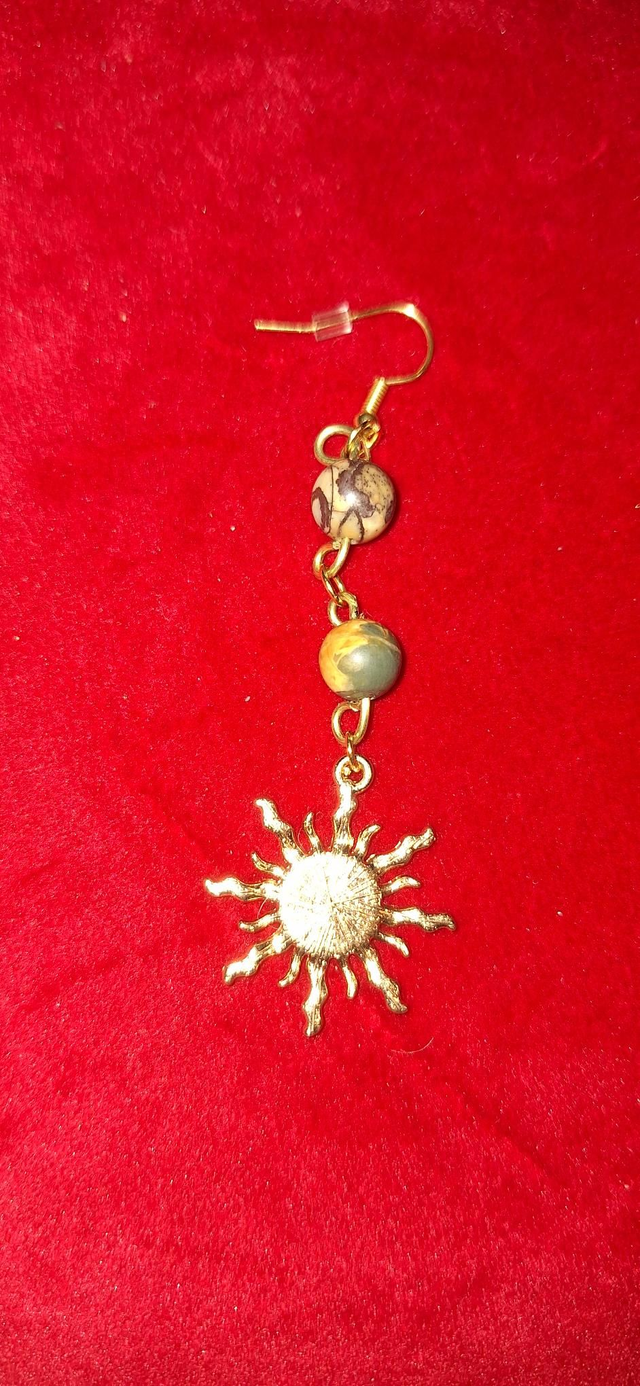 Premade charm earring with ocean jasper