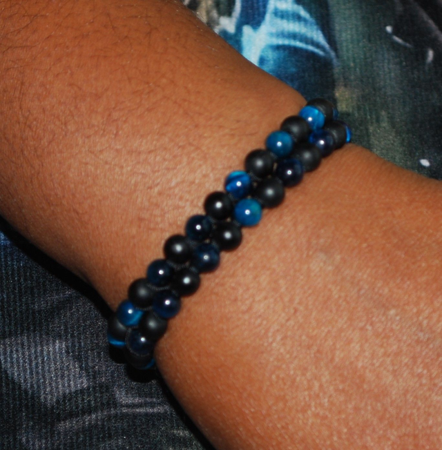 Bracelet en onyx, obsidienne et oeil céleste 
