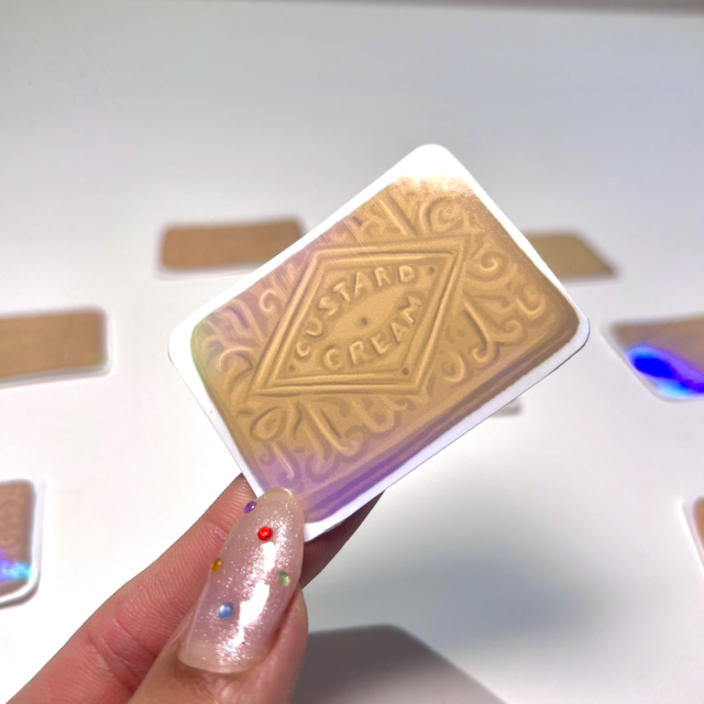 Custard Cream Holographic Sticker