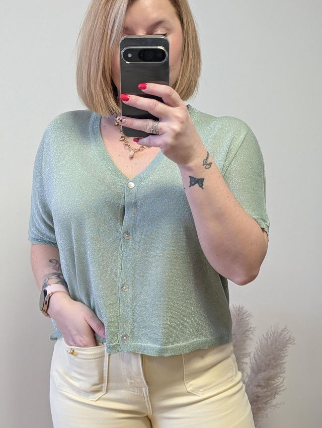 Gilet irisé capucine vert eau 