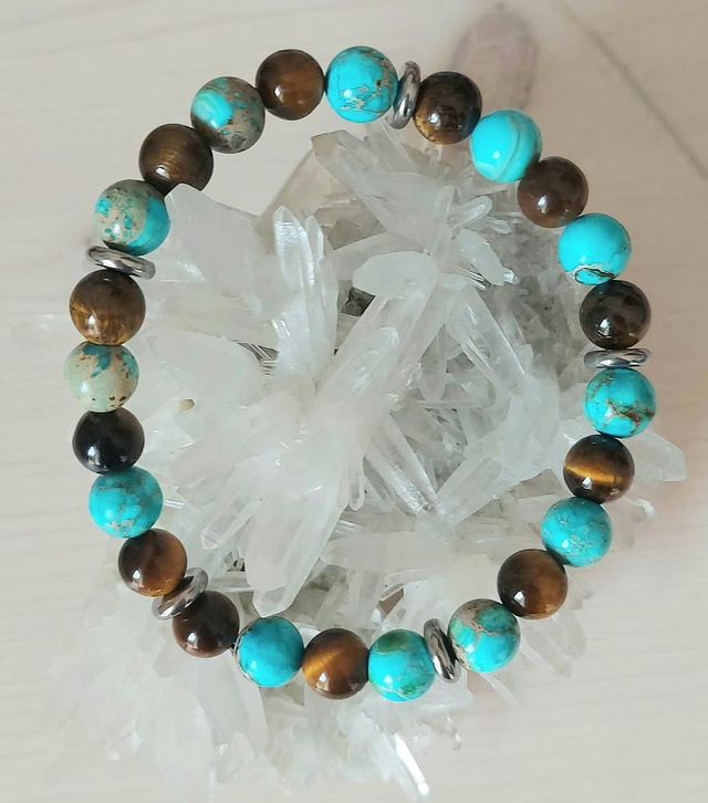 Oeil de Tigre et Jaspe Impérial Turquoise