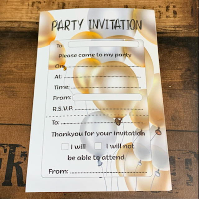 Gold Balloons Invites 