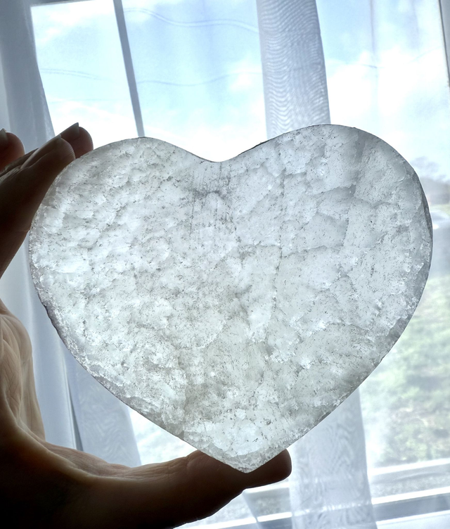 Selenite Crystal Heart Slice